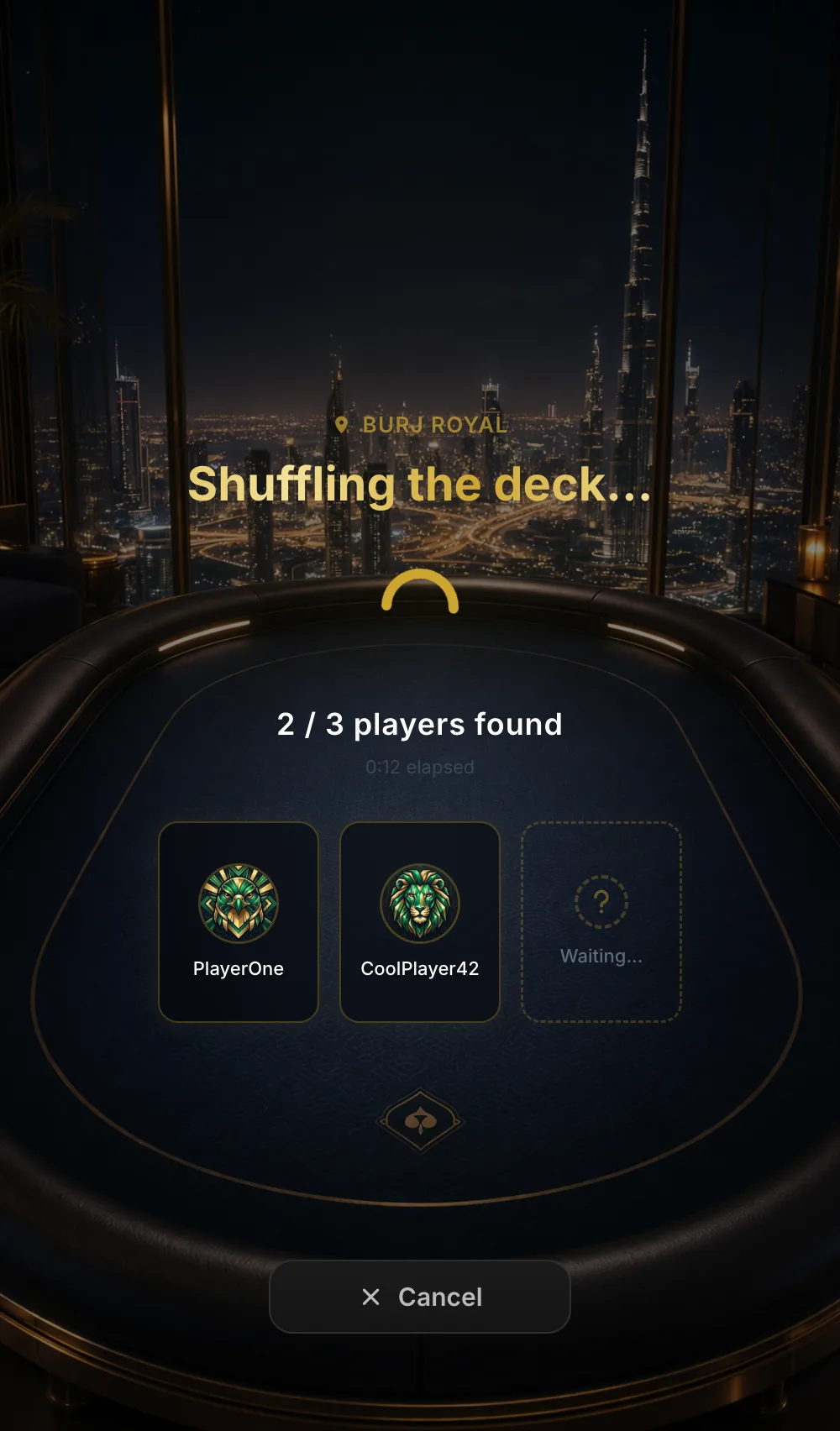 Searching for opponents at Burj Royal